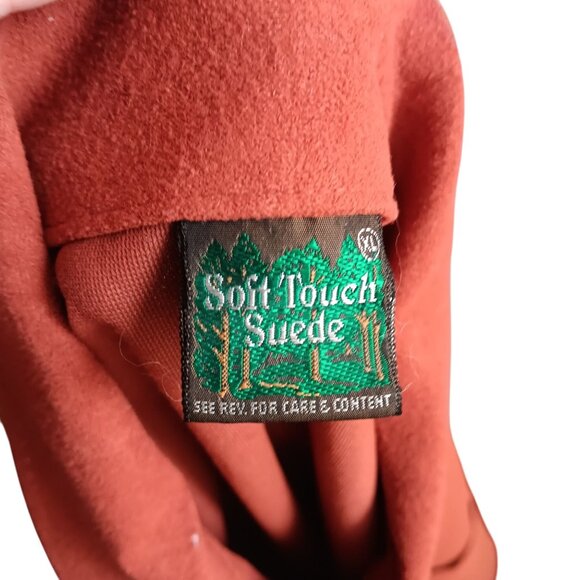 Men's XL Vintage Velour Shirt Rust Soft Touch Suede Button-Up 1970's Boho Mod - Picture 3 of 8